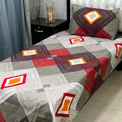 4 Pcs Crystal Cotton Printed Single Bedsheet