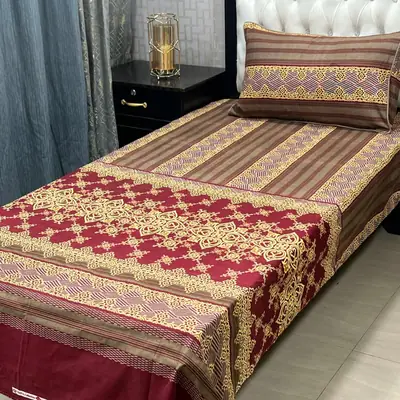 4 Pcs Crystal Cotton Printed Single Bedsheet