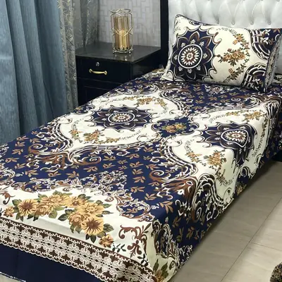 4 Pcs Crystal Cotton Printed Single Bedsheet