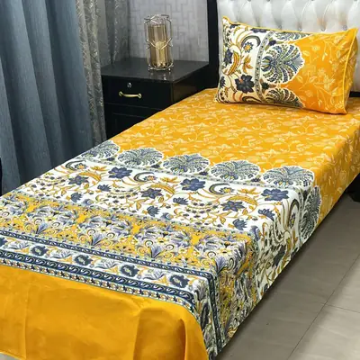 4 Pcs Crystal Cotton Printed Single Bedsheet