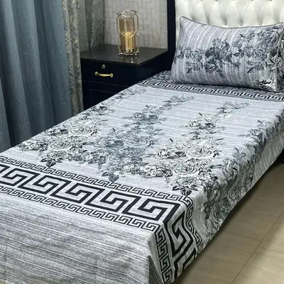 4 Pcs Crystal Cotton Printed Single Bedsheet