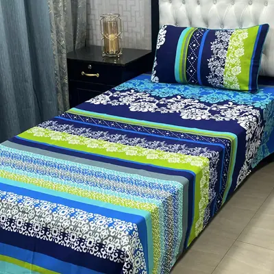 4 Pcs Crystal Cotton Printed Single Bedsheet