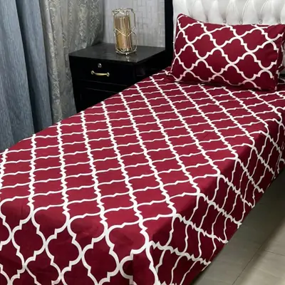 4 Pcs Crystal Cotton Printed Single Bedsheet