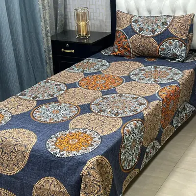 4 Pcs Crystal Cotton Printed Single Bedsheet
