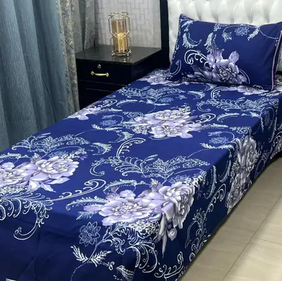 4 Pcs Crystal Cotton Printed Single Bedsheet