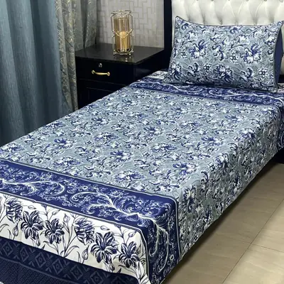 4 Pcs Crystal Cotton Printed Single Bedsheet