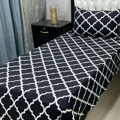 4 Pcs Crystal Cotton Printed Single Bedsheet