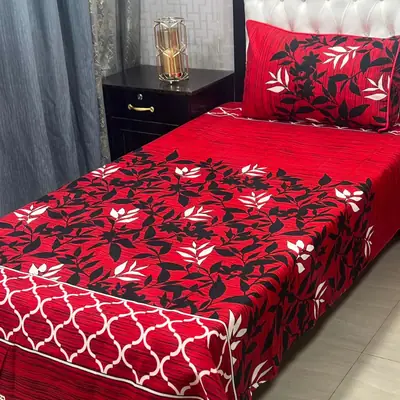 4 Pcs Crystal Cotton Printed Single Bedsheet