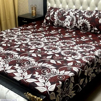 Maroon Crystal Cotton Double Bedsheet Set 3 Pcs thumbnail 1