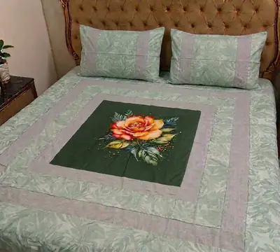 3 Pcs Cotton Patchwork Double Bedsheet