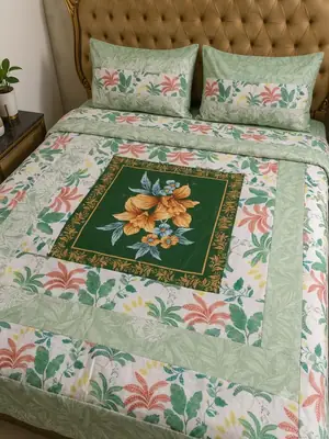 3 Pcs Cotton Patchwork Double Bedsheet