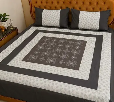 3 Pcs Cotton Patchwork Double Bedsheet