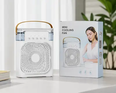 Mini Cooling Fan with Water Mist | Portable USB Air Cooler | 3 Mist Modes | Quiet Cooling Fan thumbnail 2