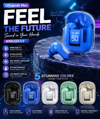 Black Long-Lasting Battery With Fast Charge Earbuds thumbnail 2