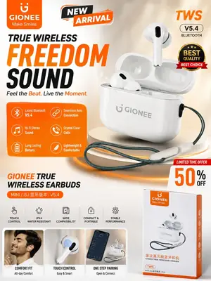 Gionee True Wireless Earbuds V5.4 Bluetooth Earbuds with Silicone Case & Lanyard | Premium TWS Wireless Earphones thumbnail 3