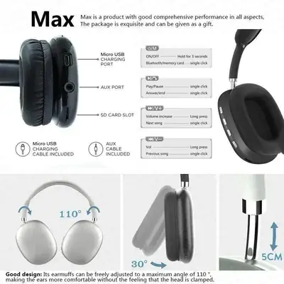 P9 Wireless Bluetooth Headphones | Deep Bass Sound | Comfortable Fit & Long Battery thumbnail 5