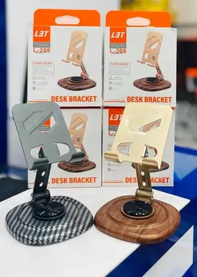 L3T L-398 Adjustable Metal Desk Phone Holder Stand | Foldable Mobile Stand for Desk & Table thumbnail 2