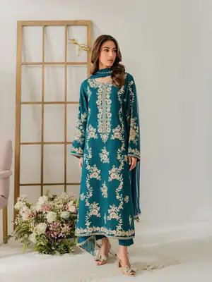 Stunning 3 Pcs Women's Stitched Suit with Embroidered Pattern