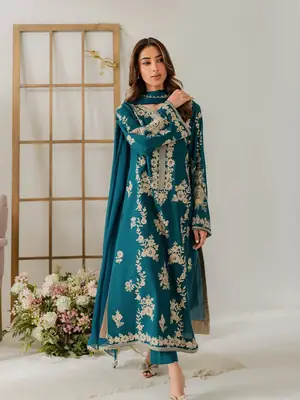 Stunning 3 Pcs Women's Stitched Suit with Embroidered Pattern thumbnail 6