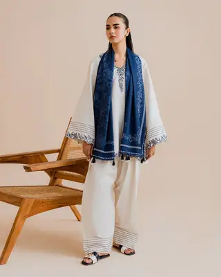 Stunning Embroidered 3 Pcs Linen Suit for Women