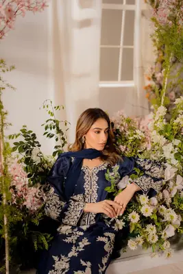 Elegant Women's Stitched Linen Suit with Embroidered Design - 3 Pcs thumbnail 2