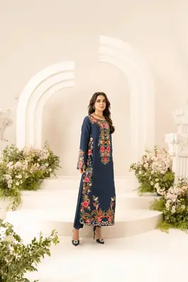 Stunning Women's Stitched Linen Suit Set - 3 Pcs with Embroidered Design thumbnail 3