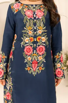 Stunning Women's Stitched Linen Suit Set - 3 Pcs with Embroidered Design thumbnail 5