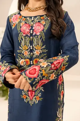Stunning Women's Stitched Linen Suit Set - 3 Pcs with Embroidered Design thumbnail 6