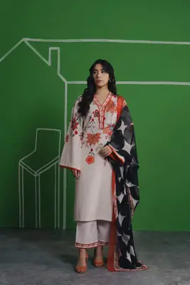 Stylish Printed Silk Suit Set - 3 Pcs Outfit 