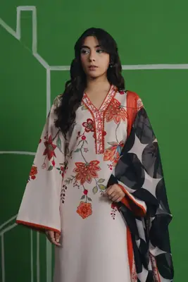 Stylish Printed Silk Suit Set - 3 Pcs Outfit  thumbnail 4