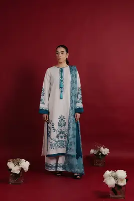 Stunning Printed Silk Suit Set - 3 Pcs Women's Stitched Wear