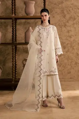 Women's Stitched Cotton Suit with Embroidery - 3 Pcs Set thumbnail 2