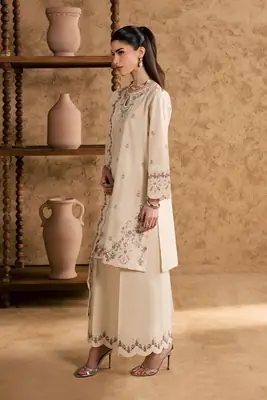 Women's Stitched Cotton Suit with Embroidery - 3 Pcs Set thumbnail 3