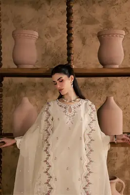 Women's Stitched Cotton Suit with Embroidery - 3 Pcs Set thumbnail 4