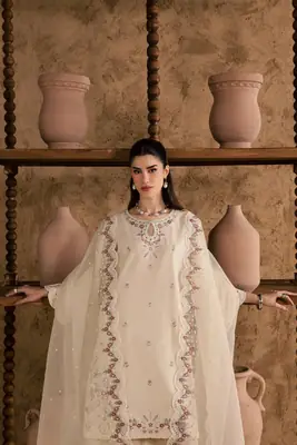 Women's Stitched Cotton Suit with Embroidery - 3 Pcs Set thumbnail 6