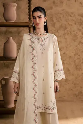 Women's Stitched Cotton Suit with Embroidery - 3 Pcs Set thumbnail 7