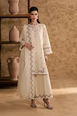 Women's Stitched Cotton Suit with Embroidery - 3 Pcs Set thumbnail 8