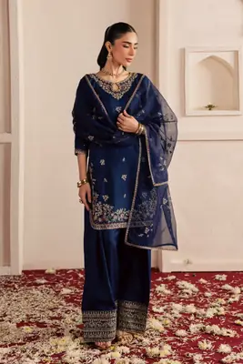 Stylish Women's Stitched Suit in Cotton with Embroidered Pattern - 3 Pcs Set