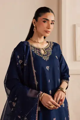 Stylish Women's Stitched Suit in Cotton with Embroidered Pattern - 3 Pcs Set thumbnail 2
