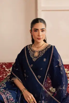 Stylish Women's Stitched Suit in Cotton with Embroidered Pattern - 3 Pcs Set thumbnail 3