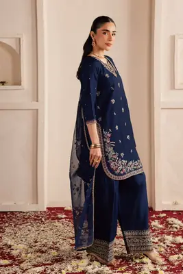 Stylish Women's Stitched Suit in Cotton with Embroidered Pattern - 3 Pcs Set thumbnail 4