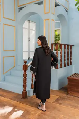 Embroidered Black Suit 3 Pcs Elegant Women's Stitched Attire thumbnail 4