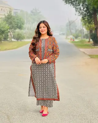 Multicolor Women's Stitched Suit - 3 Pcs with Printed Design