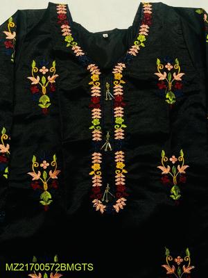 2 Pcs Women's Stitched Silk Embroidered Suit thumbnail 2