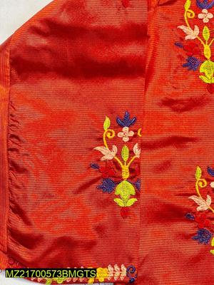 2 Pcs Women's Stitched Silk Embroidered Suit thumbnail 2