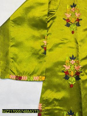 2 Pcs Women's Stitched Silk Embroidered Suit thumbnail 2