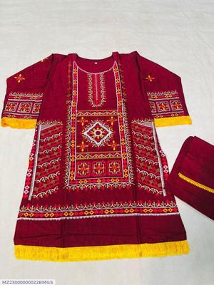 2 Pcs Women's Stitched Cotton Embroidered Shirt And Trouser thumbnail 6