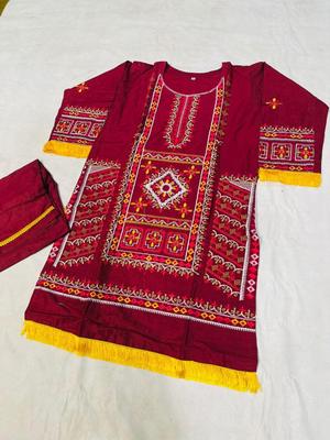 2 Pcs Women's Stitched Cotton Embroidered Shirt And Trouser thumbnail 2