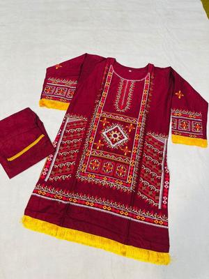 2 Pcs Women's Stitched Cotton Embroidered Shirt And Trouser thumbnail 3
