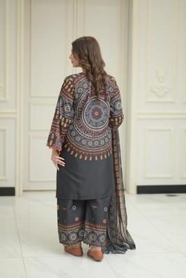 Women's Stitched Printed Shirt and Trouser Set - 2 Pcs with Mirror Work thumbnail 3